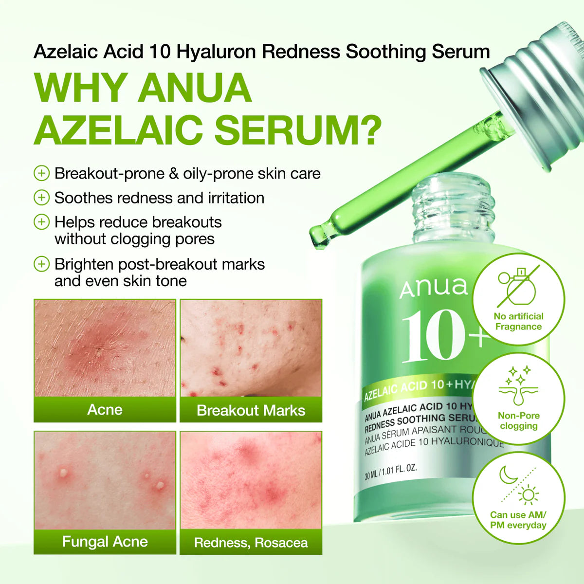 ANUA - Azelaic Acid 10 Hyaluron Redness Soothing Serum